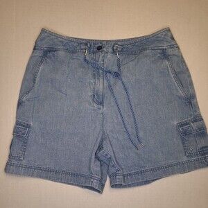 Vintage Talbots Denim Shorts Cargo Pockets  High Rise Women 12 Blue 29 Waist